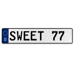 SWEET 77  - White Aluminum Street Sign Mancave Euro Plate Name Door Sign Wall