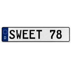 SWEET 78  - White Aluminum Street Sign Mancave Euro Plate Name Door Sign Wall