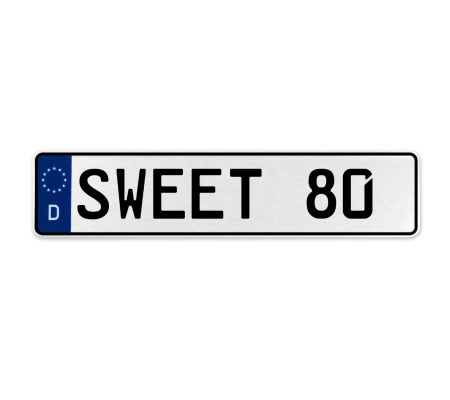 SWEET 80  - White Aluminum Street Sign Mancave Euro Plate Name Door Sign Wall