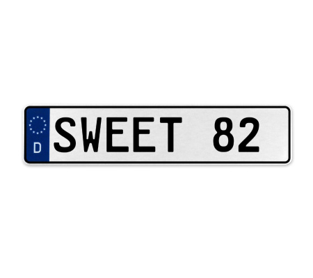 SWEET 82  - White Aluminum Street Sign Mancave Euro Plate Name Door Sign Wall