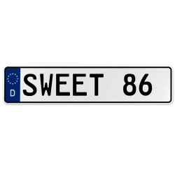 SWEET 86  - White Aluminum Street Sign Mancave Euro Plate Name Door Sign Wall