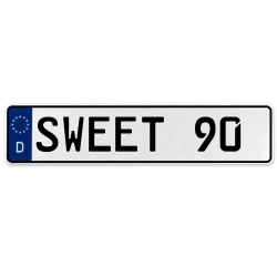 SWEET 90  - White Aluminum Street Sign Mancave Euro Plate Name Door Sign Wall