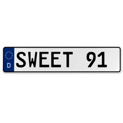 SWEET 91  - White Aluminum Street Sign Mancave Euro Plate Name Door Sign Wall