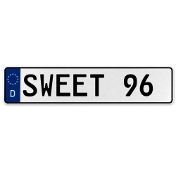 SWEET 96  - White Aluminum Street Sign Mancave Euro Plate Name Door Sign Wall