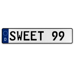 SWEET 99  - White Aluminum Street Sign Mancave Euro Plate Name Door Sign Wall