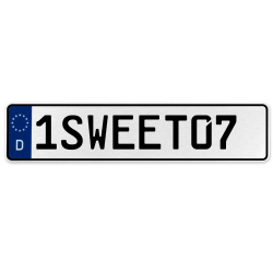 1SWEET07  - White Aluminum Street Sign Mancave Euro Plate Name Door Sign Wall