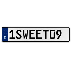 1SWEET09  - White Aluminum Street Sign Mancave Euro Plate Name Door Sign Wall