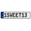 1SWEET13  - White Aluminum Street Sign Mancave Euro Plate Name Door Sign Wall