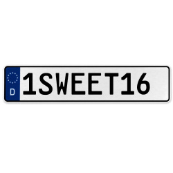 1SWEET16  - White Aluminum Street Sign Mancave Euro Plate Name Door Sign Wall