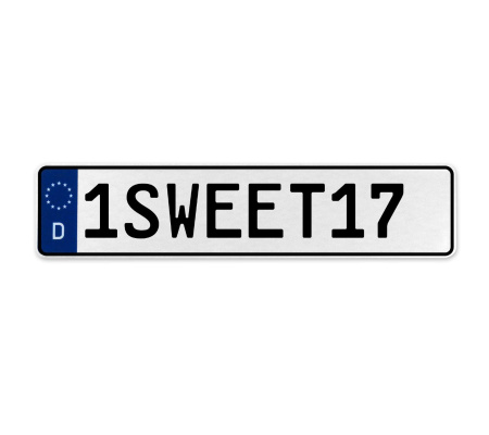 1SWEET17  - White Aluminum Street Sign Mancave Euro Plate Name Door Sign Wall