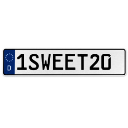 1SWEET20  - White Aluminum Street Sign Mancave Euro Plate Name Door Sign Wall
