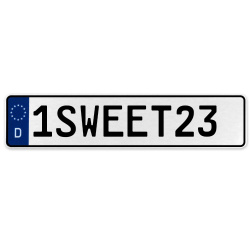 1SWEET23  - White Aluminum Street Sign Mancave Euro Plate Name Door Sign Wall