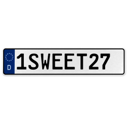 1SWEET27  - White Aluminum Street Sign Mancave Euro Plate Name Door Sign Wall