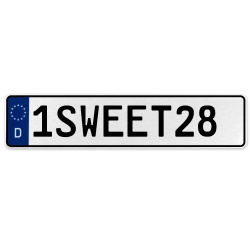 1SWEET28  - White Aluminum Street Sign Mancave Euro Plate Name Door Sign Wall