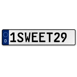 1SWEET29  - White Aluminum Street Sign Mancave Euro Plate Name Door Sign Wall