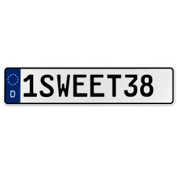 1SWEET38  - White Aluminum Street Sign Mancave Euro Plate Name Door Sign Wall