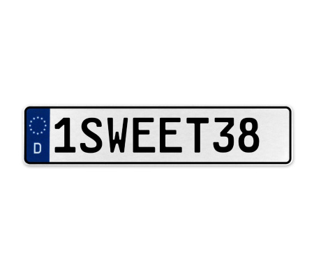1SWEET38  - White Aluminum Street Sign Mancave Euro Plate Name Door Sign Wall