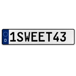 1SWEET43  - White Aluminum Street Sign Mancave Euro Plate Name Door Sign Wall