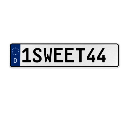 1SWEET44  - White Aluminum Street Sign Mancave Euro Plate Name Door Sign Wall