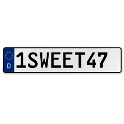 1SWEET47  - White Aluminum Street Sign Mancave Euro Plate Name Door Sign Wall