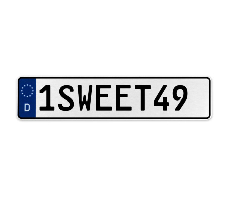 1SWEET49  - White Aluminum Street Sign Mancave Euro Plate Name Door Sign Wall