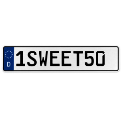 1SWEET50  - White Aluminum Street Sign Mancave Euro Plate Name Door Sign Wall