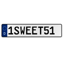 1SWEET51  - White Aluminum Street Sign Mancave Euro Plate Name Door Sign Wall