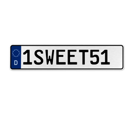 1SWEET51  - White Aluminum Street Sign Mancave Euro Plate Name Door Sign Wall