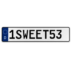 1SWEET53  - White Aluminum Street Sign Mancave Euro Plate Name Door Sign Wall