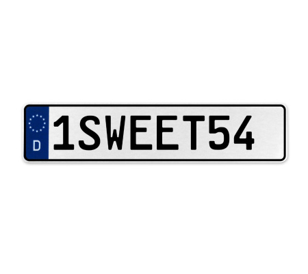 1SWEET54  - White Aluminum Street Sign Mancave Euro Plate Name Door Sign Wall