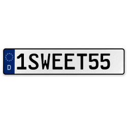 1SWEET55  - White Aluminum Street Sign Mancave Euro Plate Name Door Sign Wall