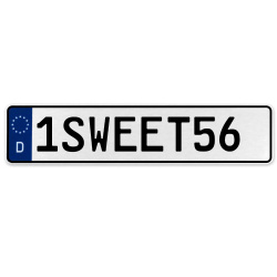 1SWEET56  - White Aluminum Street Sign Mancave Euro Plate Name Door Sign Wall