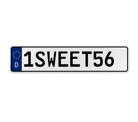 1SWEET56  - White Aluminum Street Sign Mancave Euro Plate Name Door Sign Wall