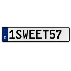 1SWEET57  - White Aluminum Street Sign Mancave Euro Plate Name Door Sign Wall