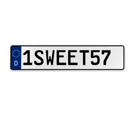 1SWEET57  - White Aluminum Street Sign Mancave Euro Plate Name Door Sign Wall