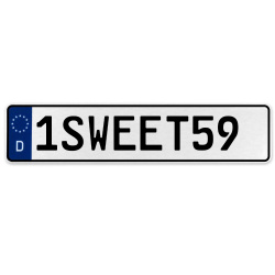 1SWEET59  - White Aluminum Street Sign Mancave Euro Plate Name Door Sign Wall