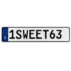 1SWEET63  - White Aluminum Street Sign Mancave Euro Plate Name Door Sign Wall