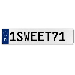 1SWEET71  - White Aluminum Street Sign Mancave Euro Plate Name Door Sign Wall