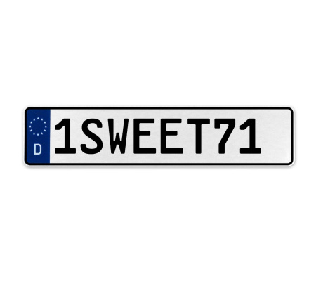 1SWEET71  - White Aluminum Street Sign Mancave Euro Plate Name Door Sign Wall