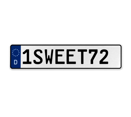 1SWEET72  - White Aluminum Street Sign Mancave Euro Plate Name Door Sign Wall