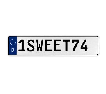 1SWEET74  - White Aluminum Street Sign Mancave Euro Plate Name Door Sign Wall