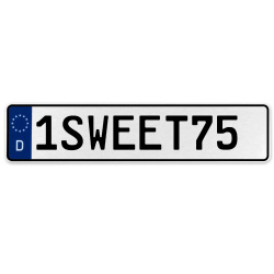 1SWEET75  - White Aluminum Street Sign Mancave Euro Plate Name Door Sign Wall