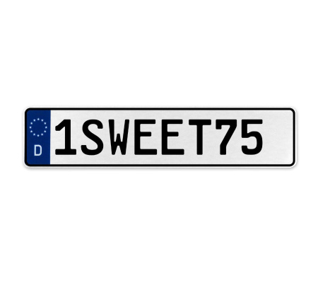 1SWEET75  - White Aluminum Street Sign Mancave Euro Plate Name Door Sign Wall