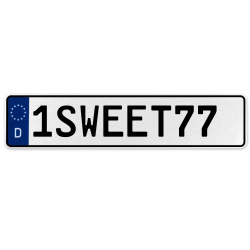 1SWEET77  - White Aluminum Street Sign Mancave Euro Plate Name Door Sign Wall