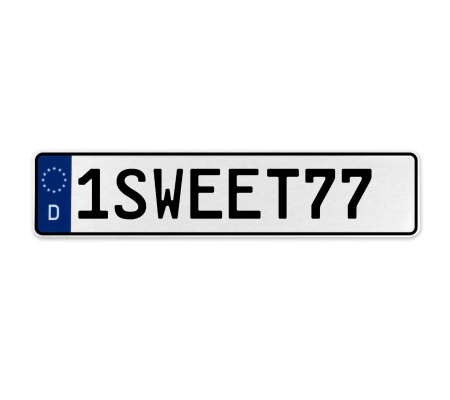1SWEET77  - White Aluminum Street Sign Mancave Euro Plate Name Door Sign Wall