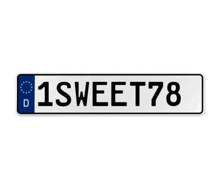 1SWEET78  - White Aluminum Street Sign Mancave Euro Plate Name Door Sign Wall
