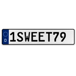 1SWEET79  - White Aluminum Street Sign Mancave Euro Plate Name Door Sign Wall