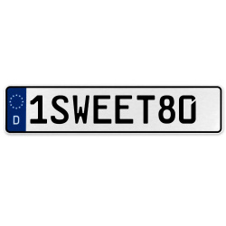 1SWEET80  - White Aluminum Street Sign Mancave Euro Plate Name Door Sign Wall