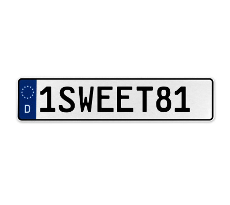 1SWEET81  - White Aluminum Street Sign Mancave Euro Plate Name Door Sign Wall