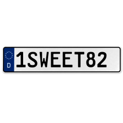 1SWEET82  - White Aluminum Street Sign Mancave Euro Plate Name Door Sign Wall